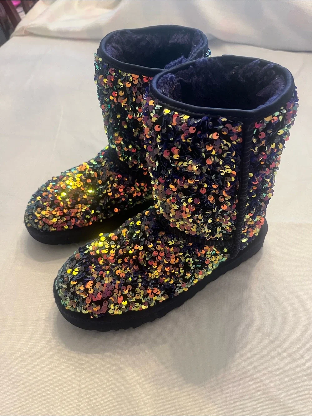UGG Sequined Mid-Calf Boots in Iridescent Multi